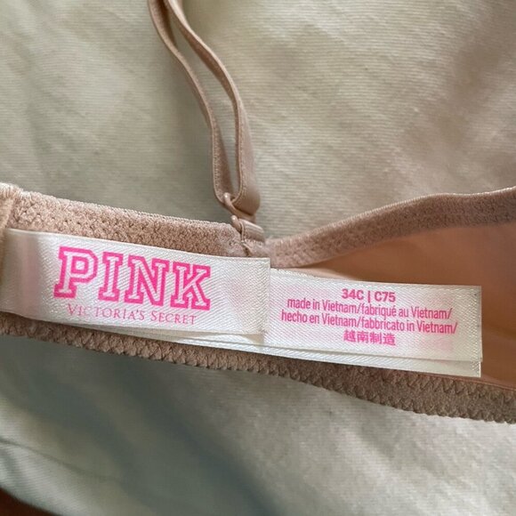 Victorias Secret 34C Bra Tan Wear Everywhere T-shirt Lightly Lined Underwire - Picture 5 of 7